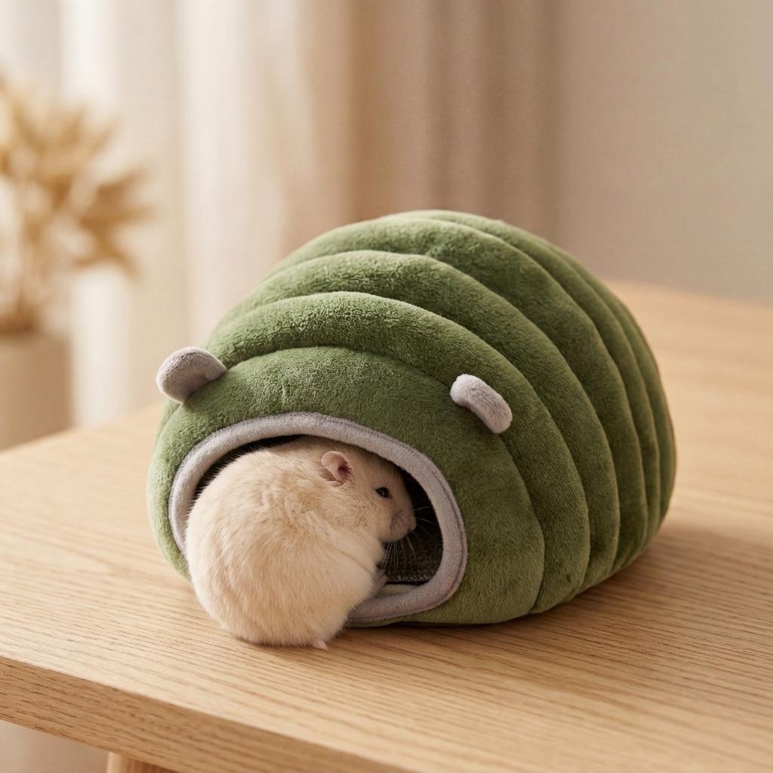 Green caterpillar hamster cotton nest, windproof and warm, cute and practical pet supplies