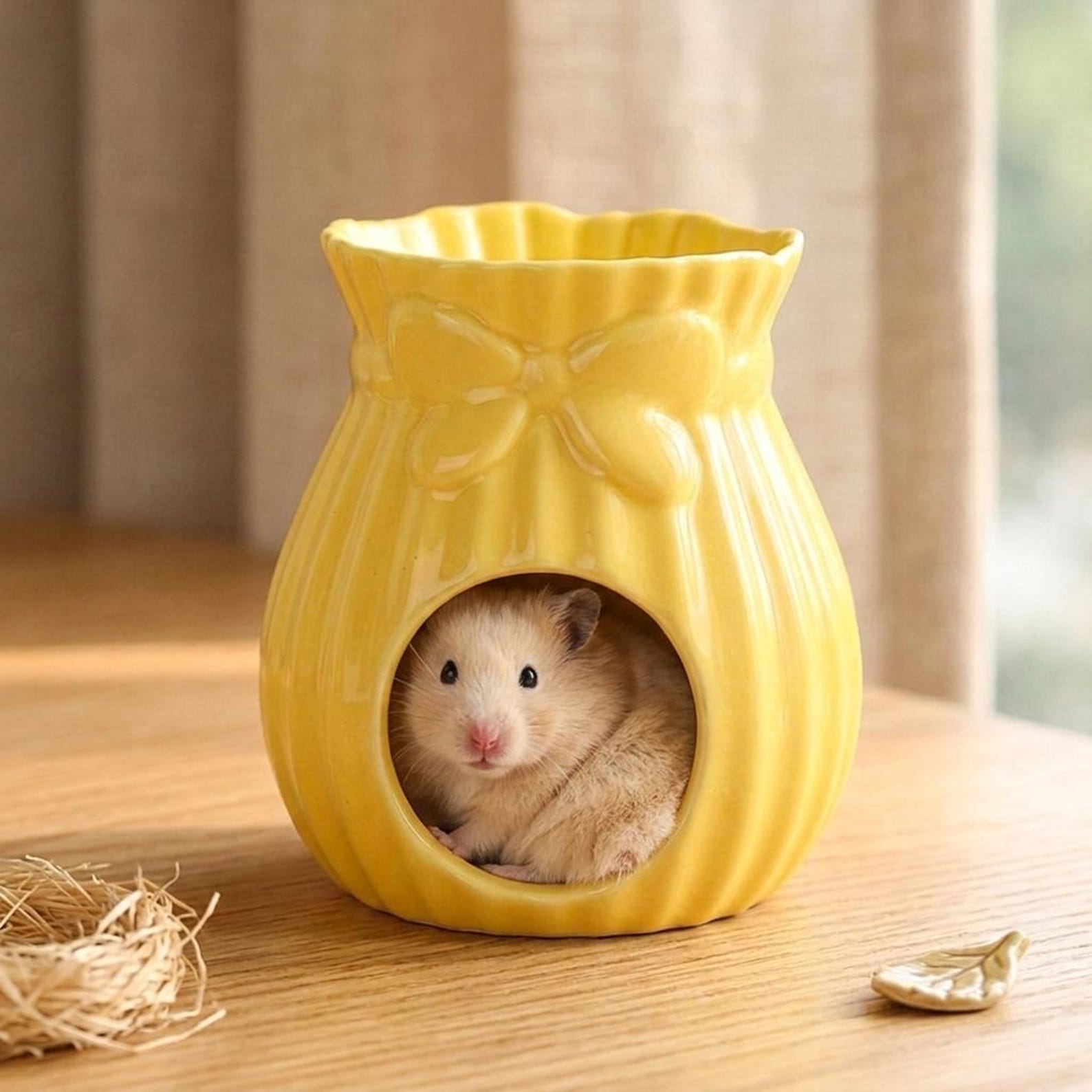 Guinea pig and hamster cooling and sleeping nest, a cartoon-themed pet ice house, ceramic nest