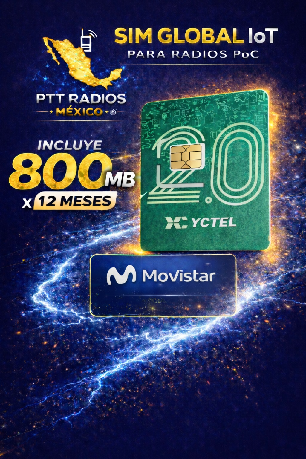 SIM Global IoT Movistar 800MB para radios PoC