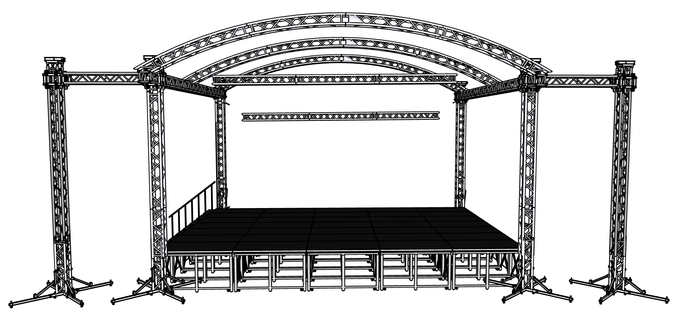 Scène complète 70m² + Line array support + Perche