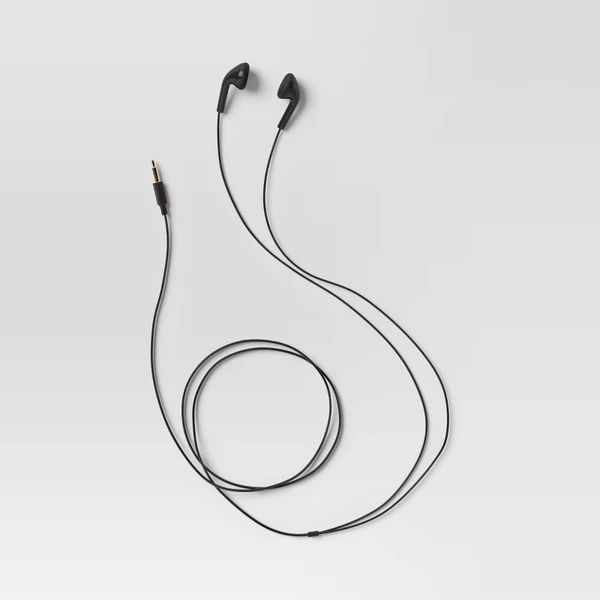 Wired Earbuds Black: 3.5mm Jack In-Ear Headphones, ABS Cushion 2891