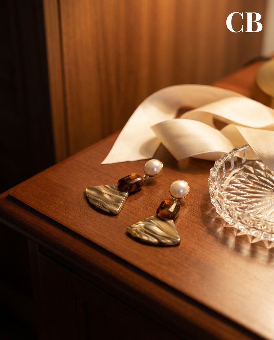 Chadwick Ballant Resin Pearl Tortoiseshell Handmade Geometric Drop Women Amber Brown Mother's Day Vintage Amber Fan Earrings Free Shipping