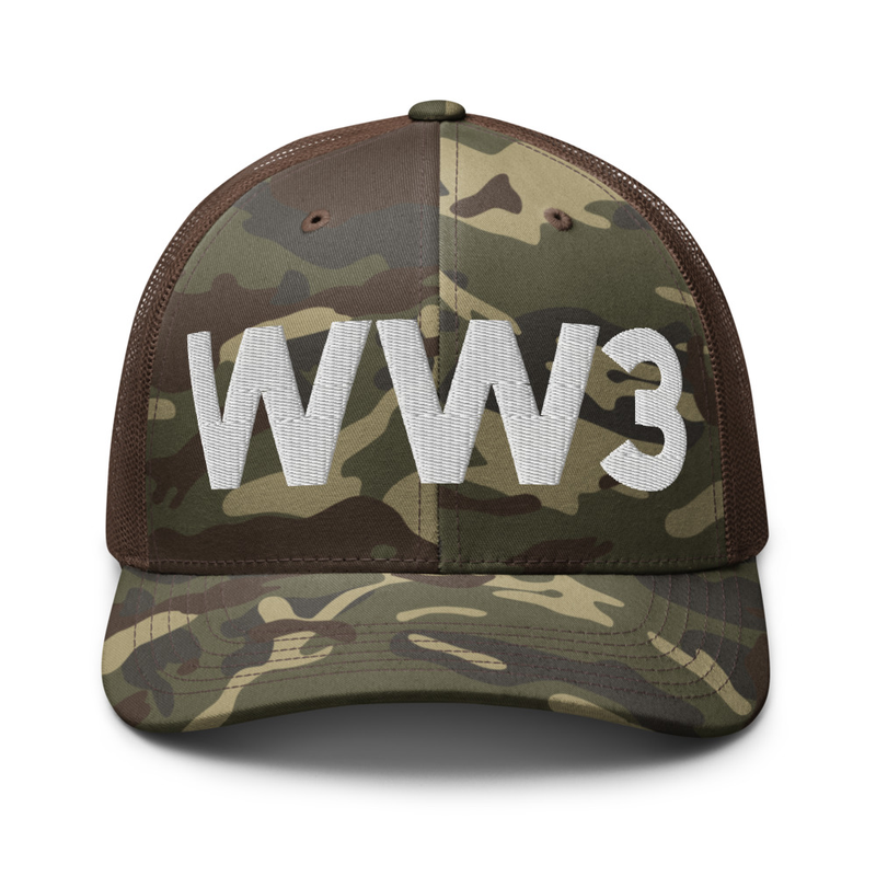 Crazy POTUS WW3 Camo Trucker Hat