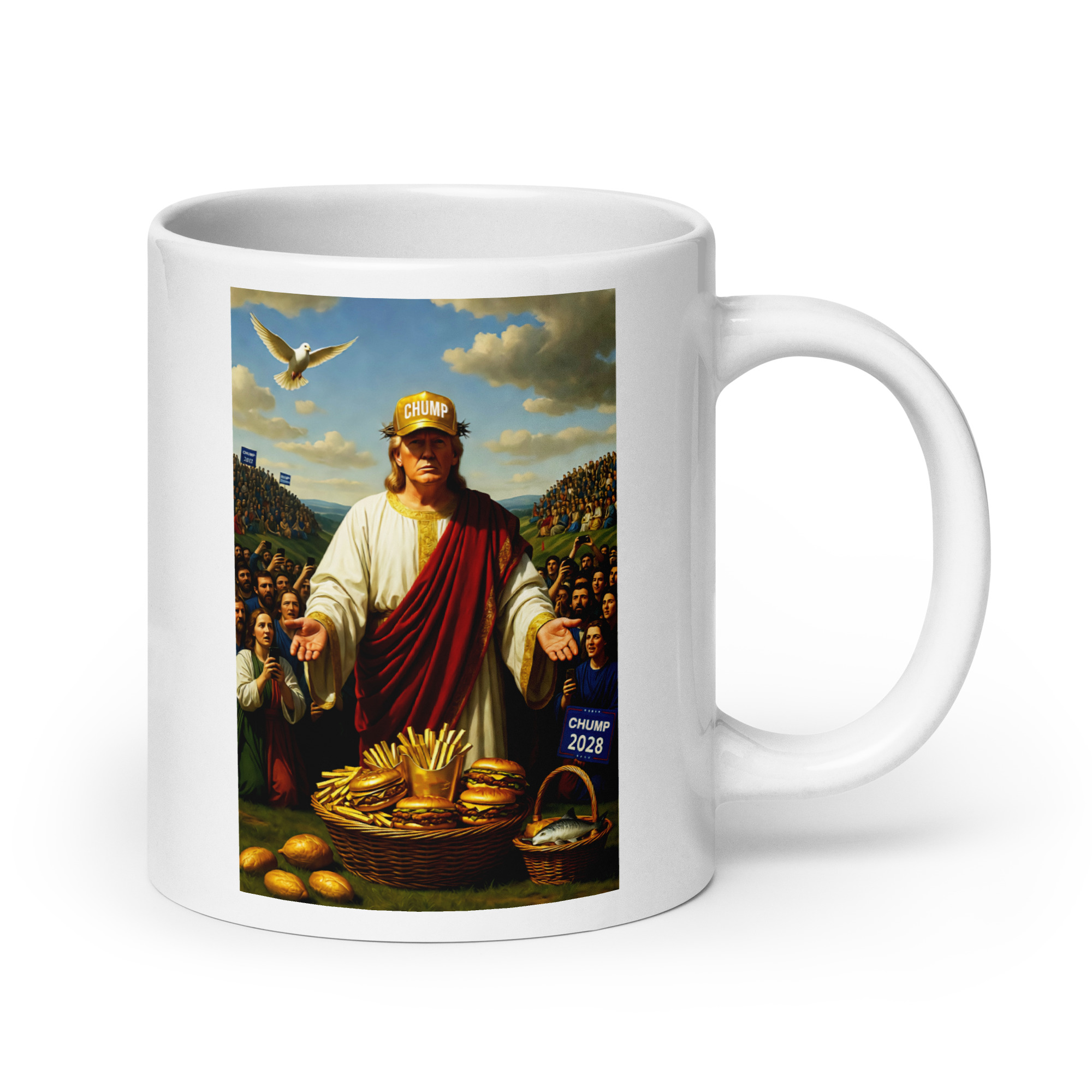 Jesus POTUS Loaves and Fishes White Glossy Coffee Mug