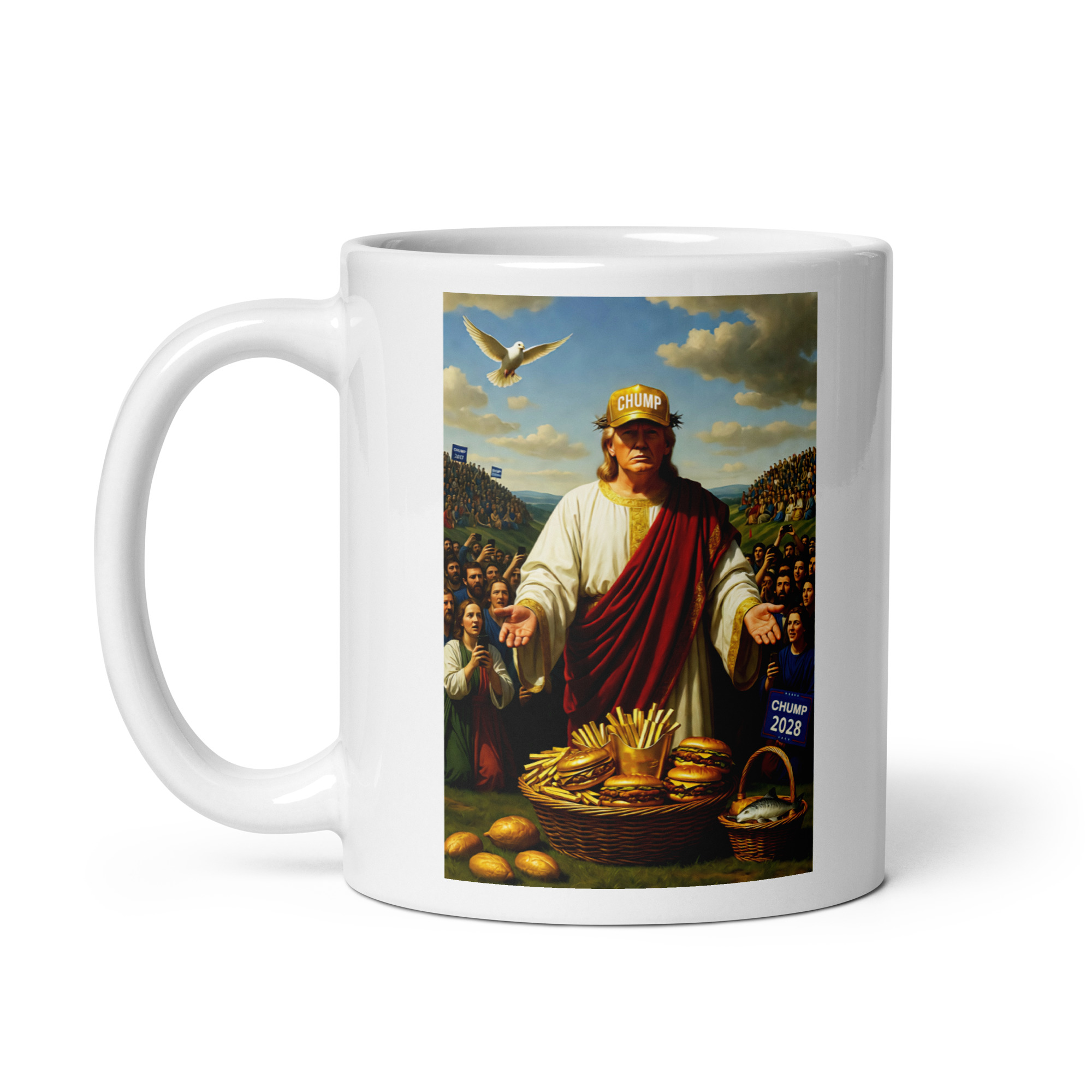 Jesus POTUS Loaves and Fishes White Glossy Coffee Mug