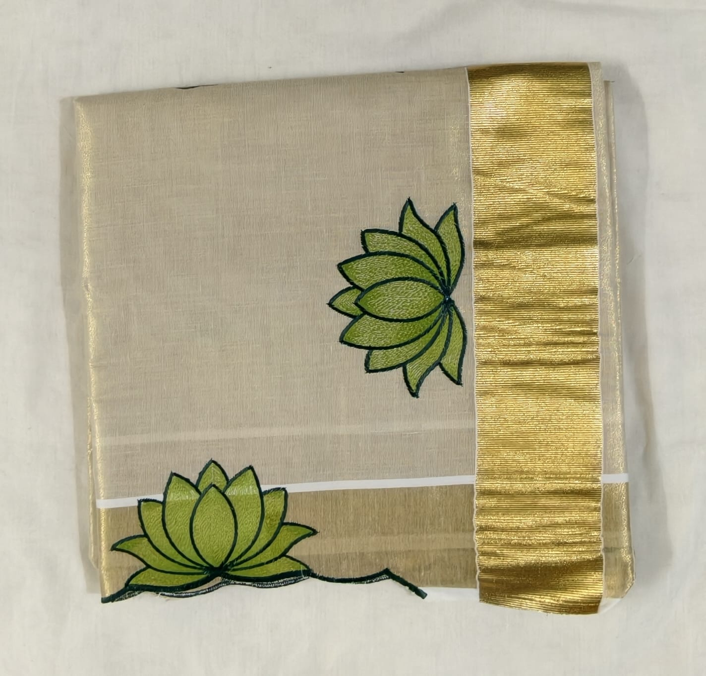 Kerala set saree with green tamara