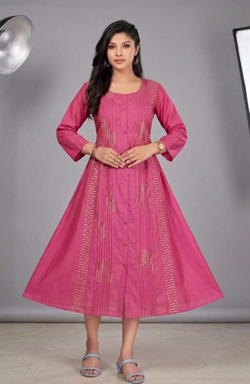 Pink Flared Kurti