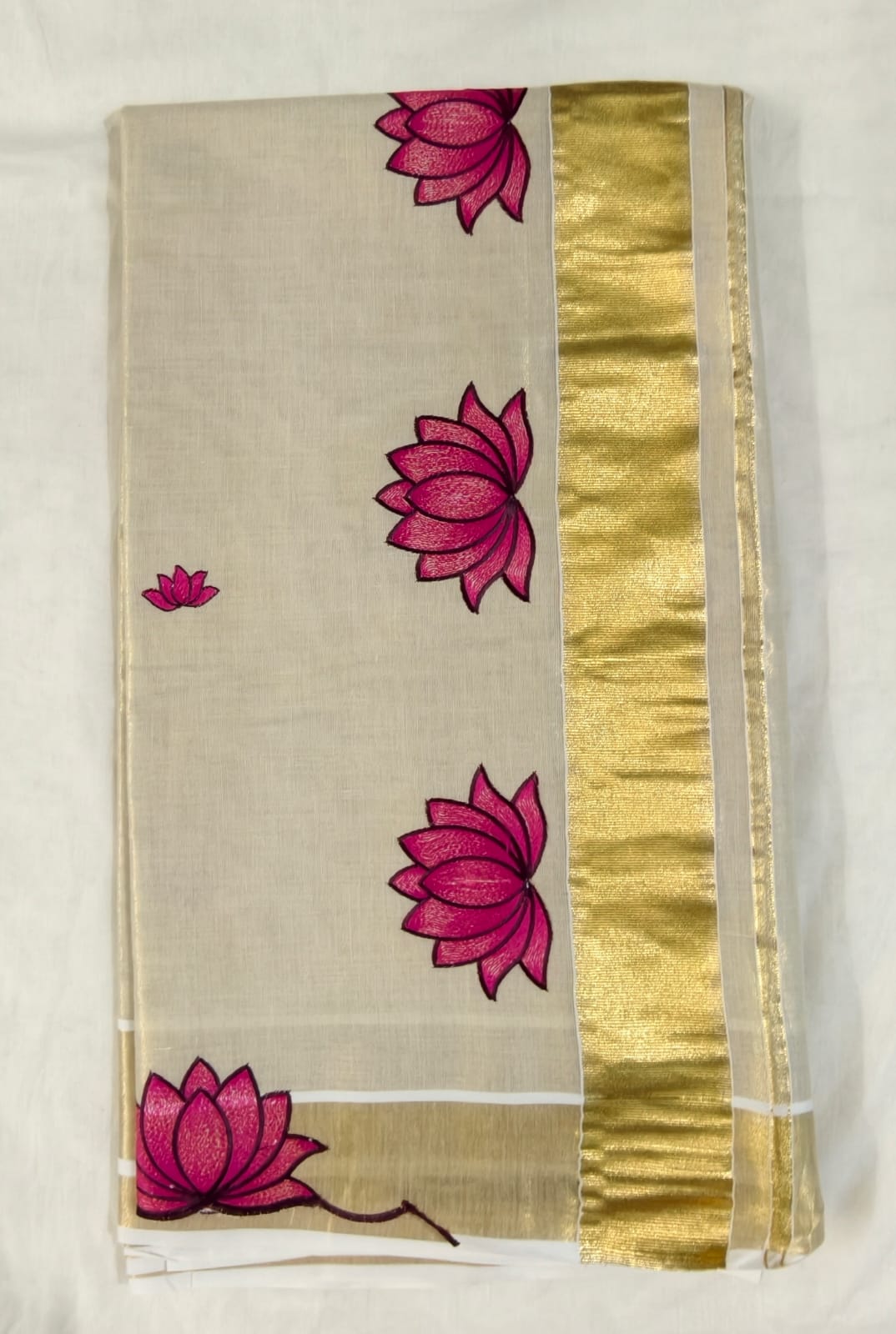 Kerala set Saree with Pink tamara