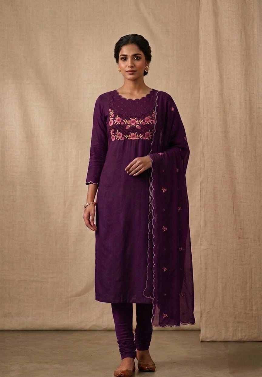 Embroidered Purple Salwar material