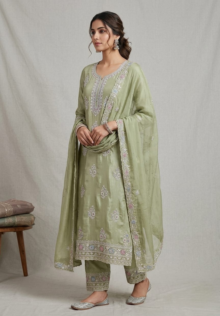 Green Salwar material