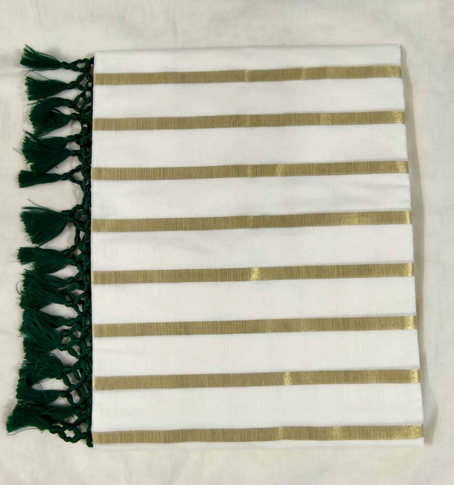 Kerala Saree with Golden Stripes black