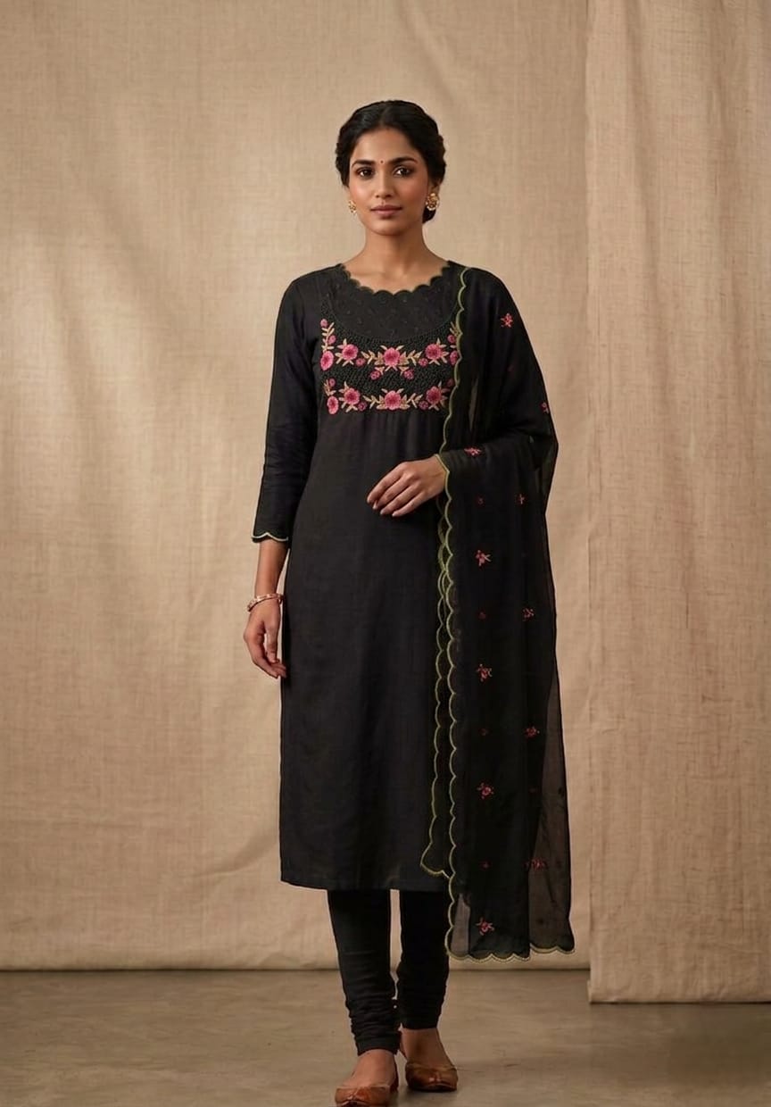 Embroidered Black Salwar material