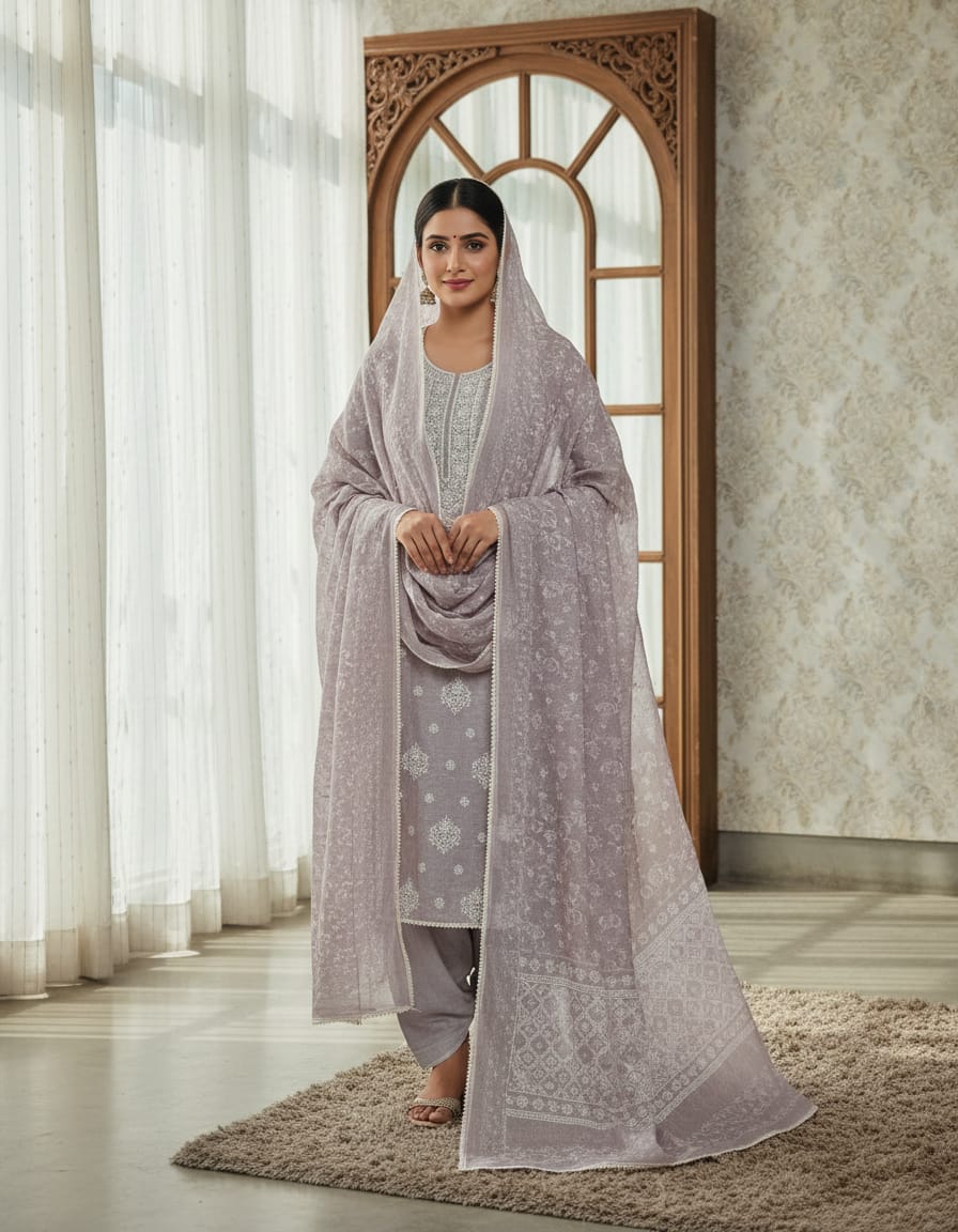 Chickankari print Salwar Material