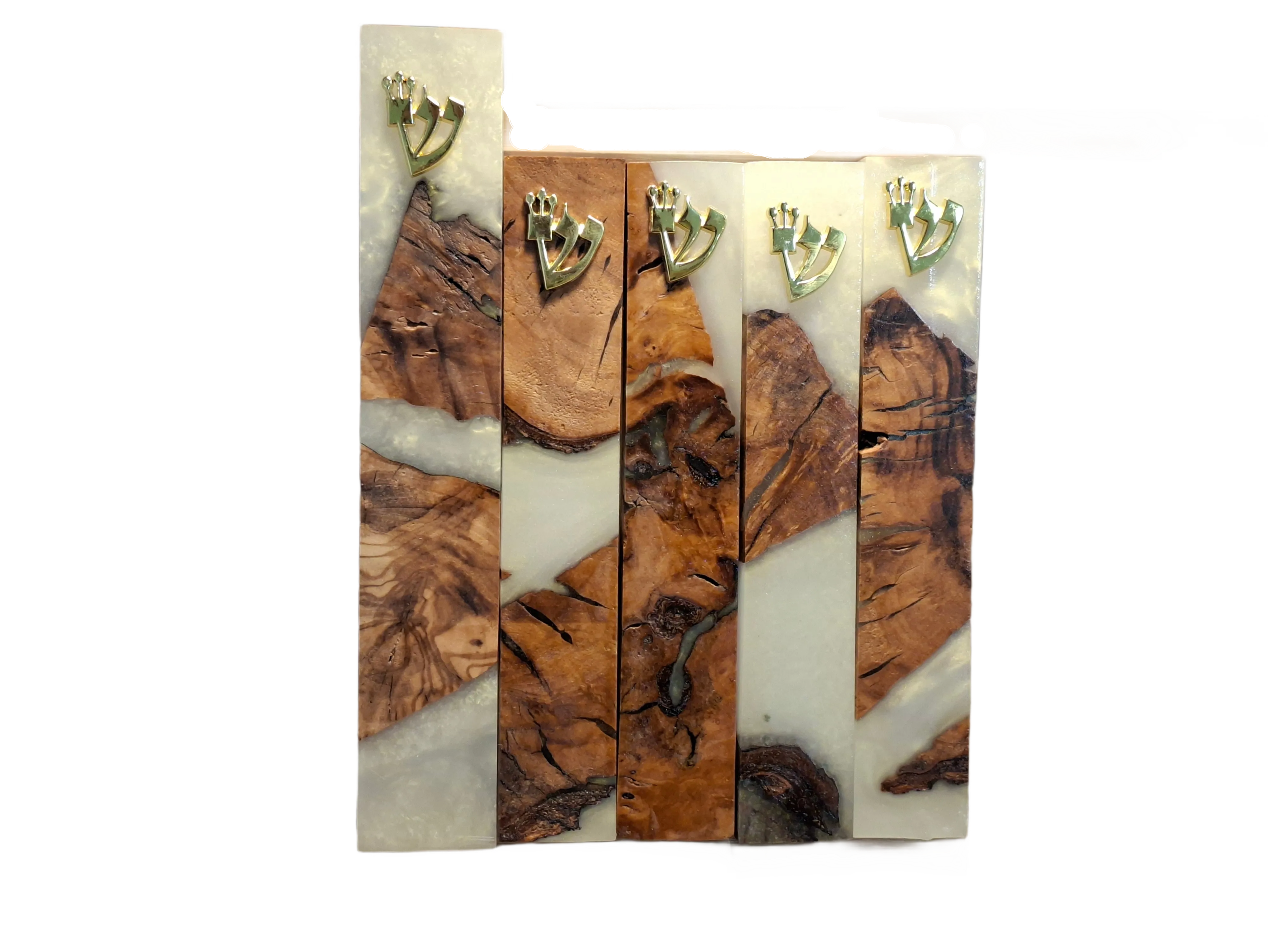 בתי מזוזה אפוקסי ועץ זית גוון לבן 