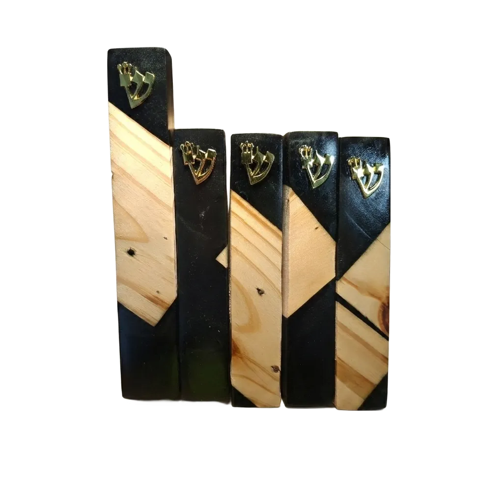 בתי מזוזה אפוקסי בשילוב עץ זית גוון שחור