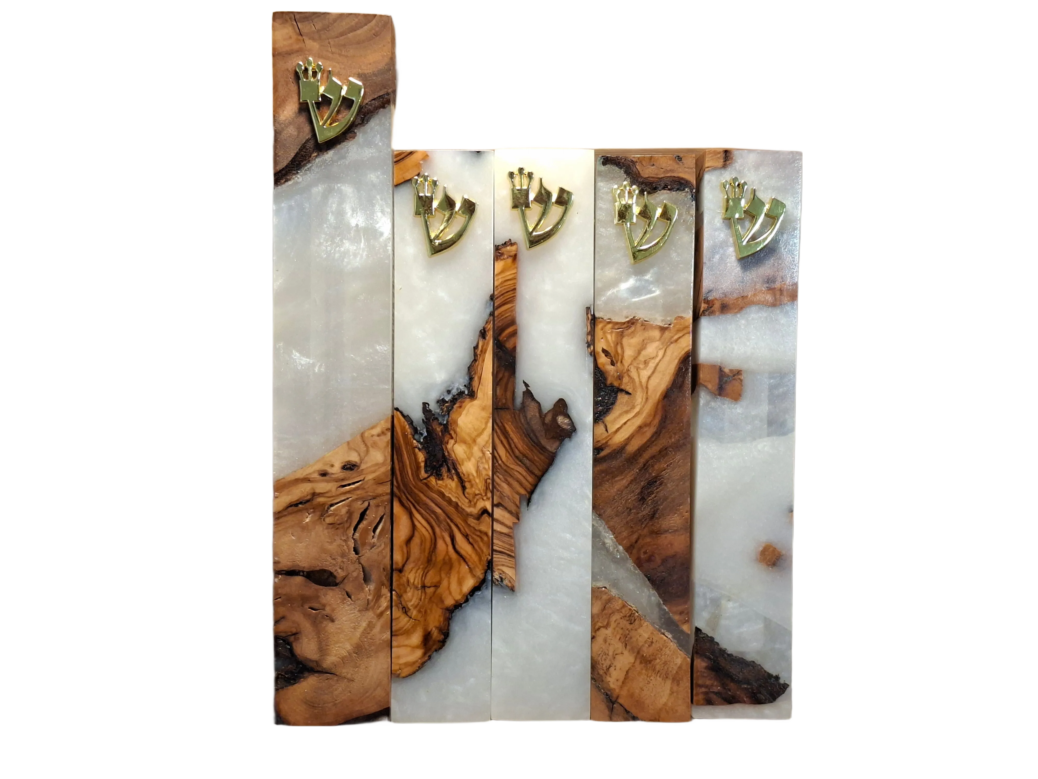 בתי מזוזה אפוקסי ועץ זית גוון