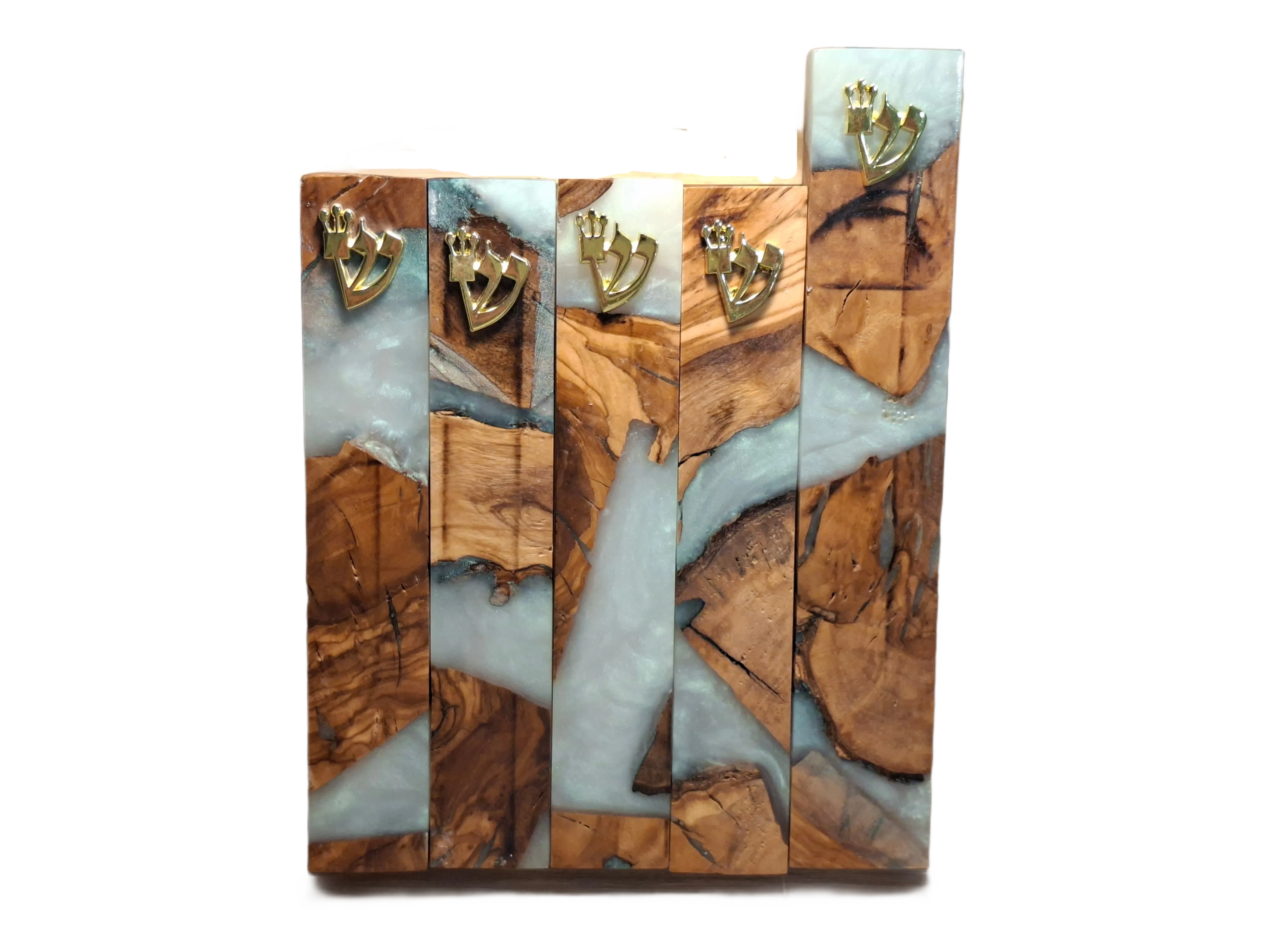 בתי מזוזה אפוקסי ועץ זית גוון