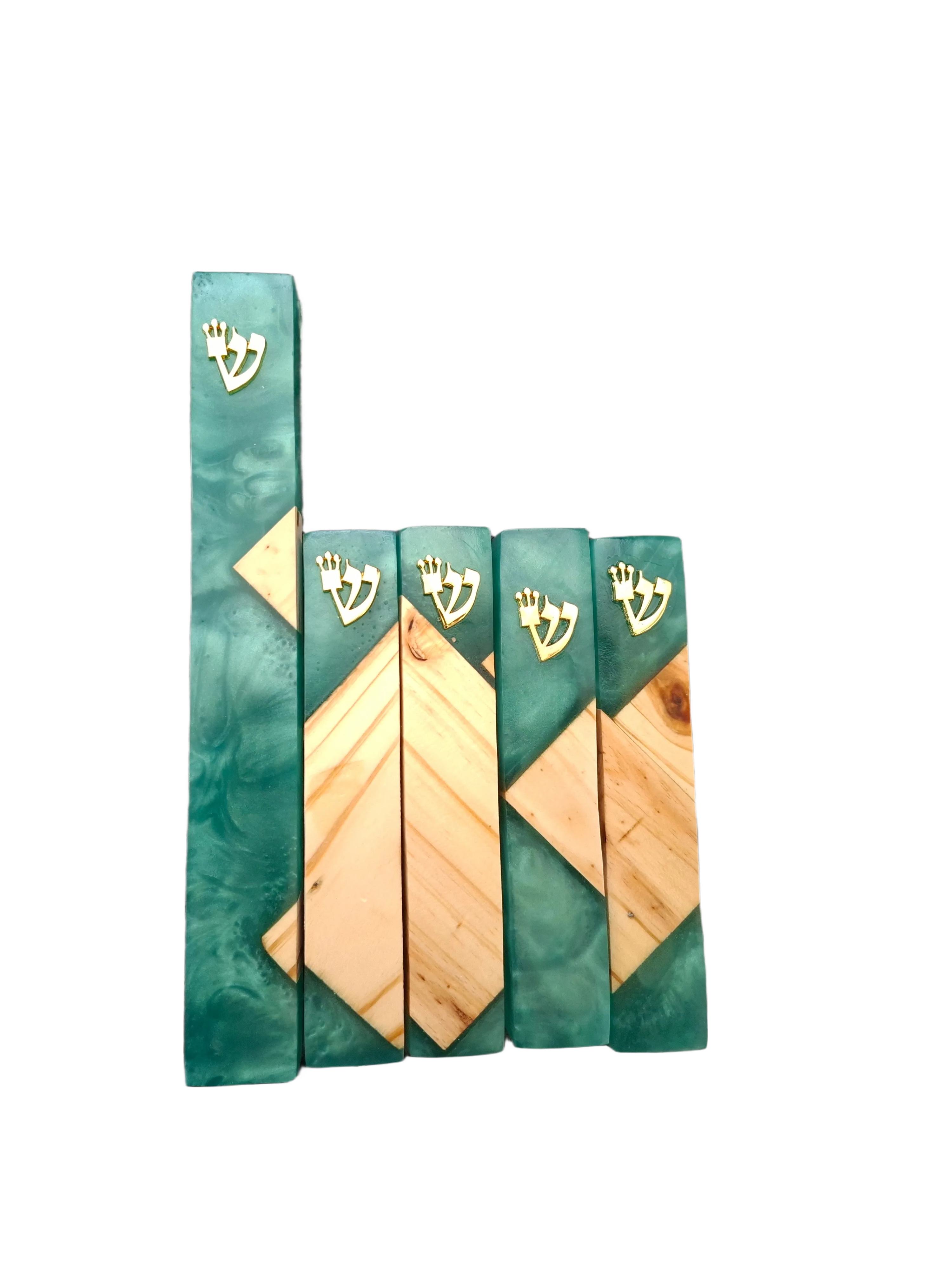  בתי מזוזה אפוקסי ועץ זית גוון ירוק