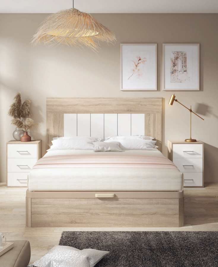 Cabecero Karma  + 2 mesillas de 3  cajones a juego 