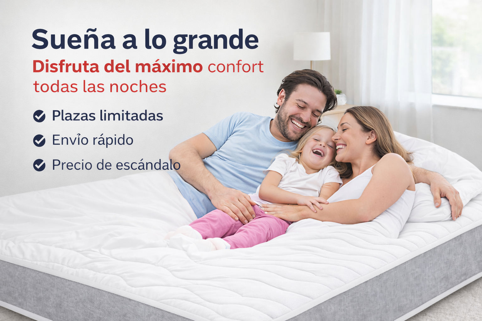 Colchón de Espuma 15 cm Firmeza Media-Alta | Cómodo, Práctico y Económico