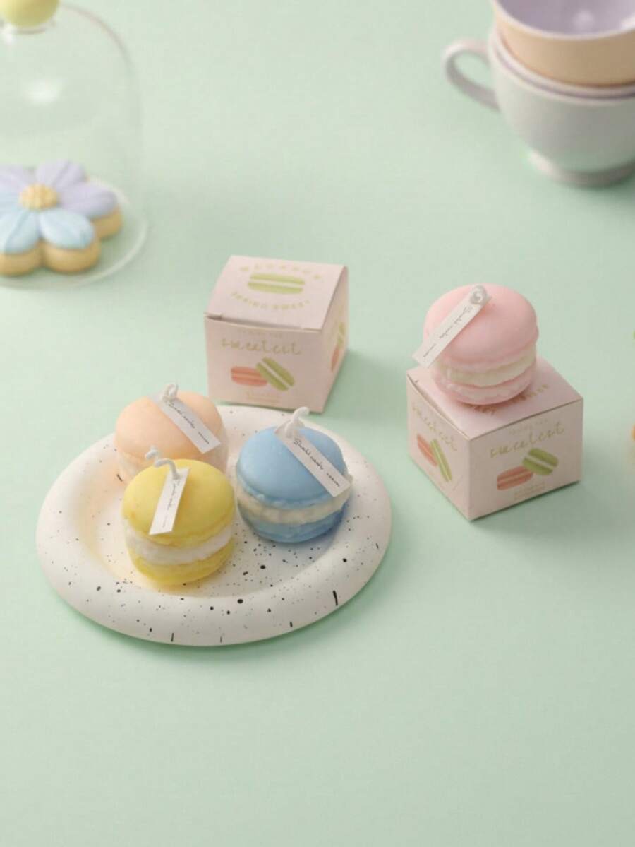 Pastel Macaron Shaped Candles