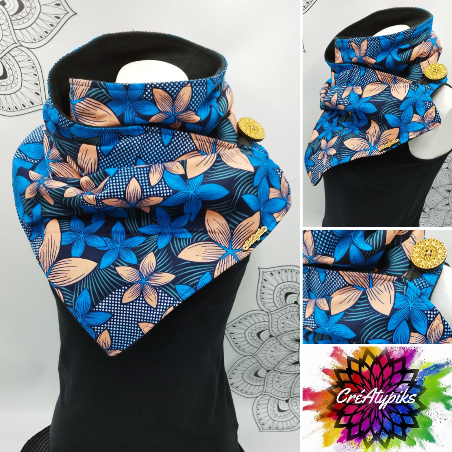 Echarpe fleuri en wax