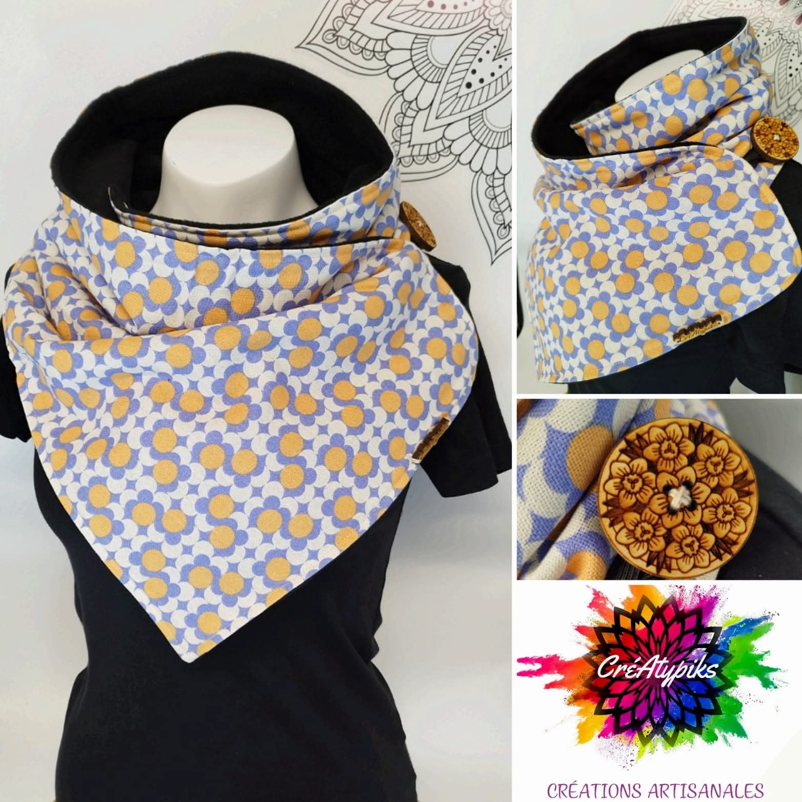 Écharpe snood pois jaunes – CréAtypiks