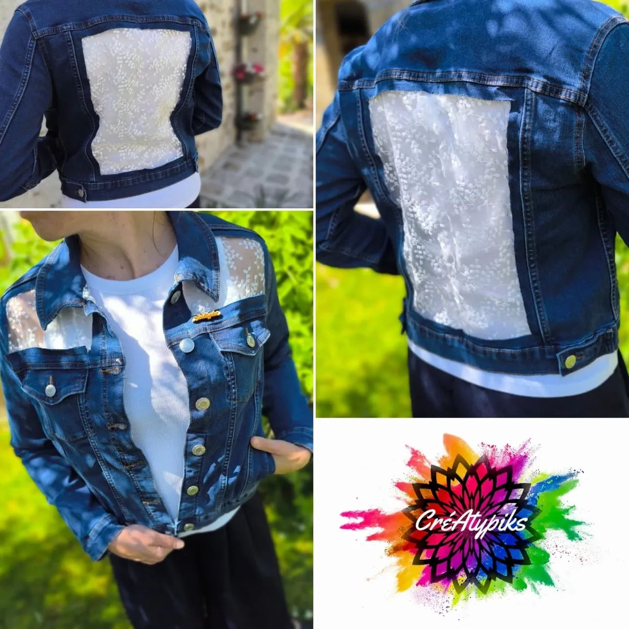 Veste en jean avec dentelle
