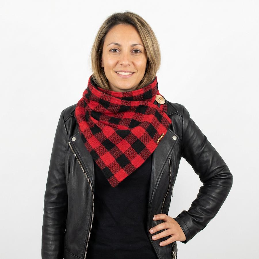 Écharpe snood tartan rouge et noir – CréAtypiks