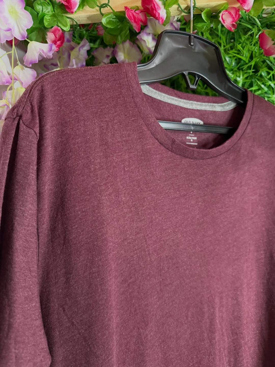 Polera Básica Old Navy Burdeo Jaspeada