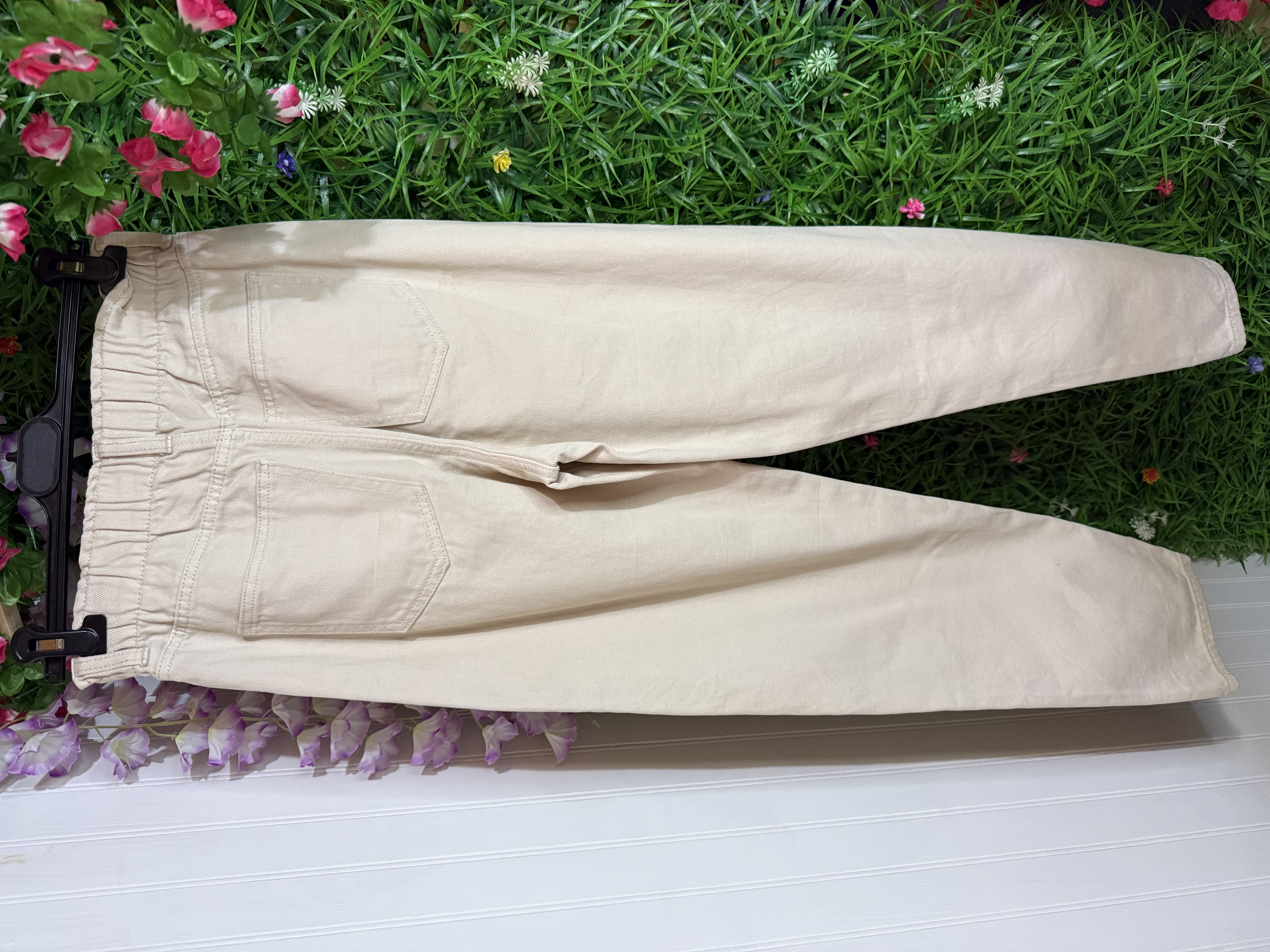 Pantalón H&M Mom Loose Fit - Beige Arena