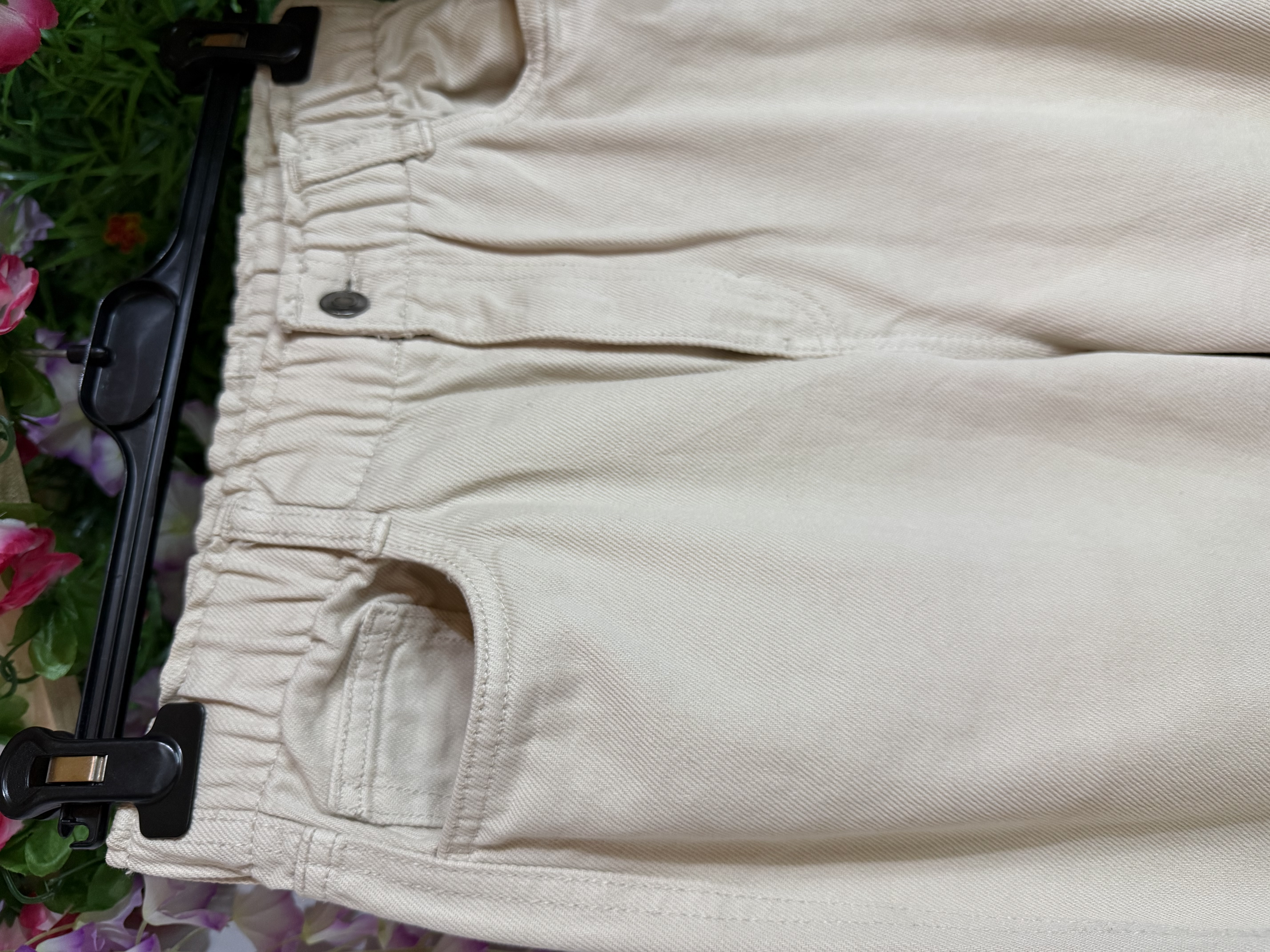 Pantalón H&M Mom Loose Fit - Beige Arena