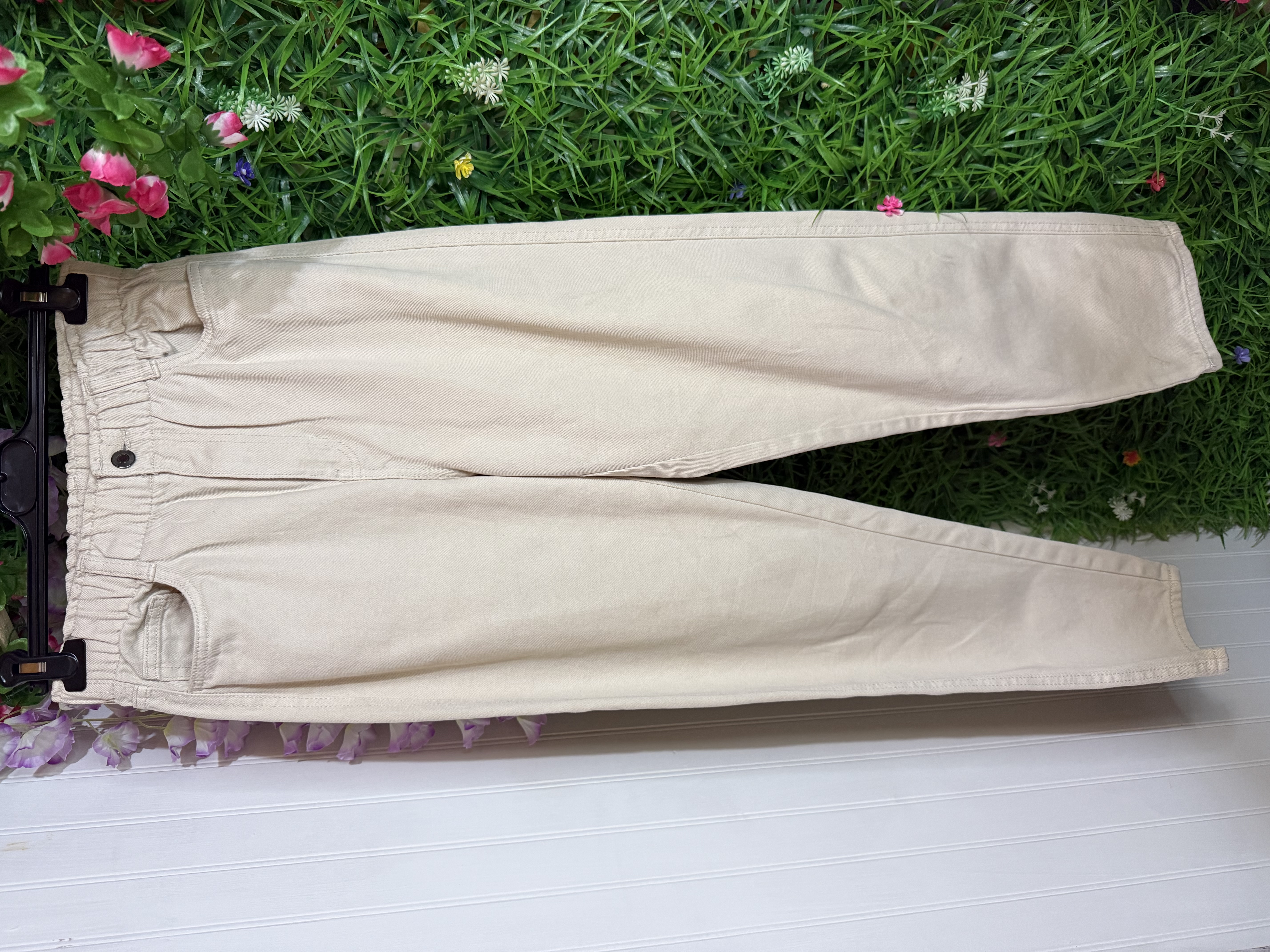 Pantalón H&M Mom Loose Fit - Beige Arena