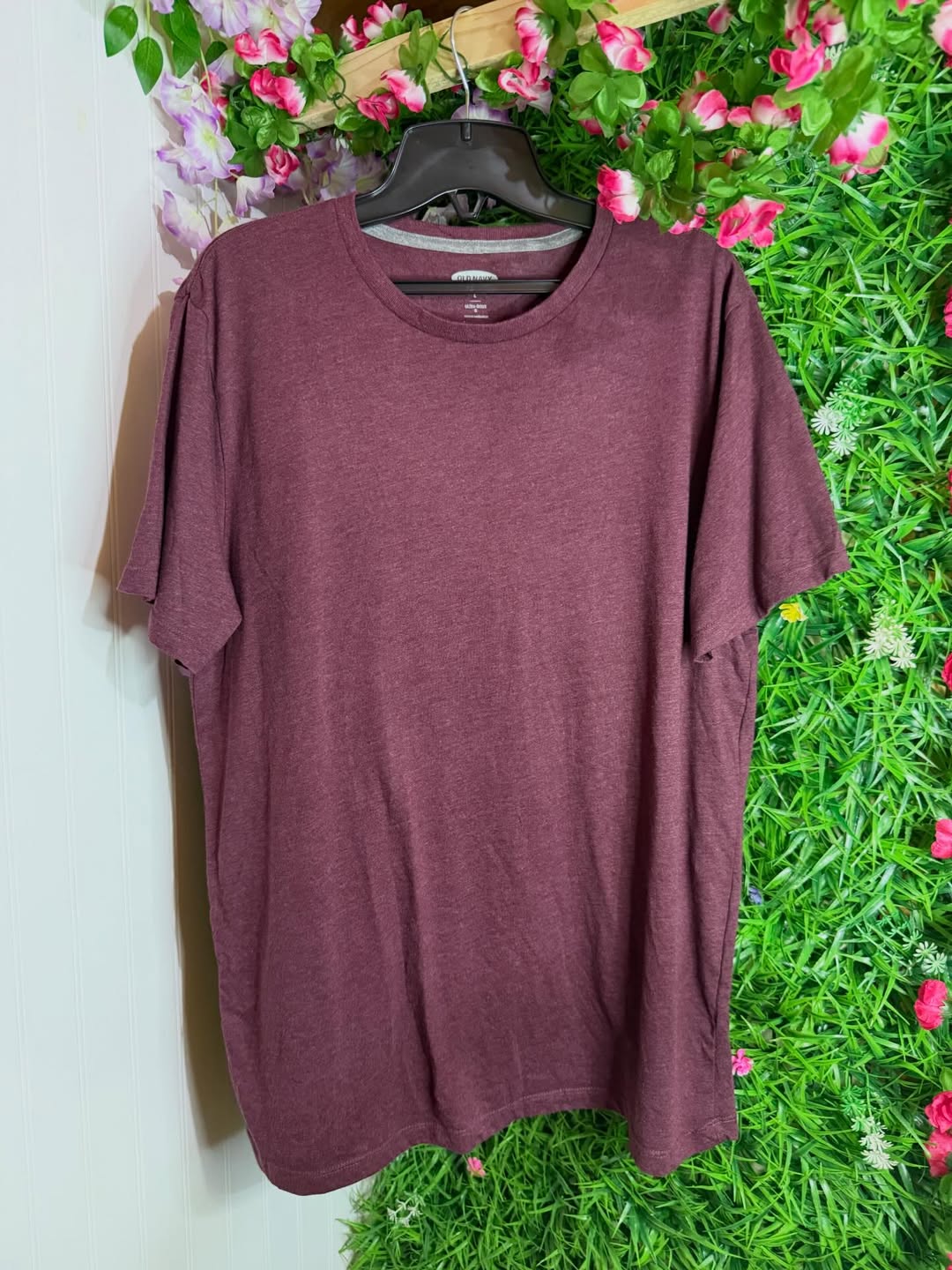 Polera Básica Old Navy Burdeo Jaspeada