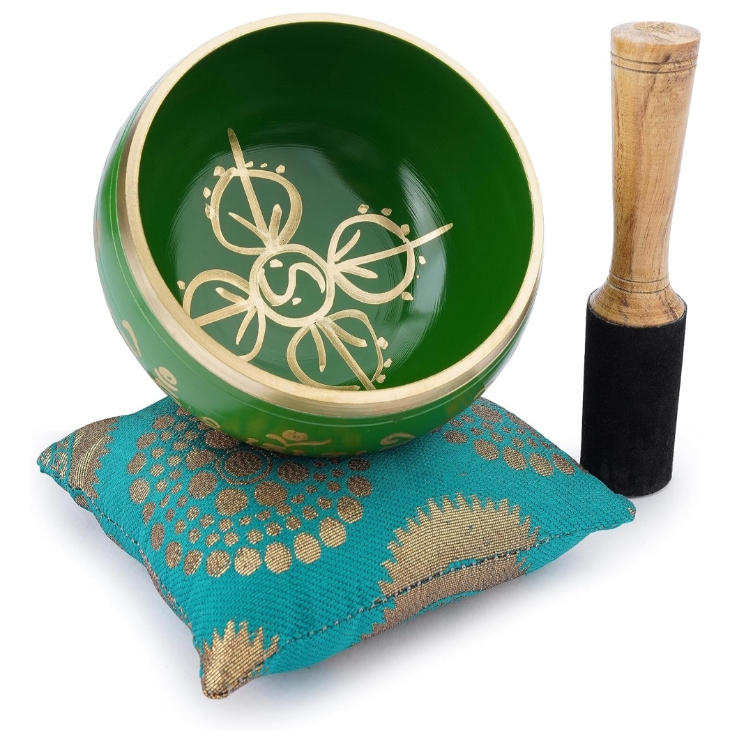 Green Tibetan Singing Bowl Set