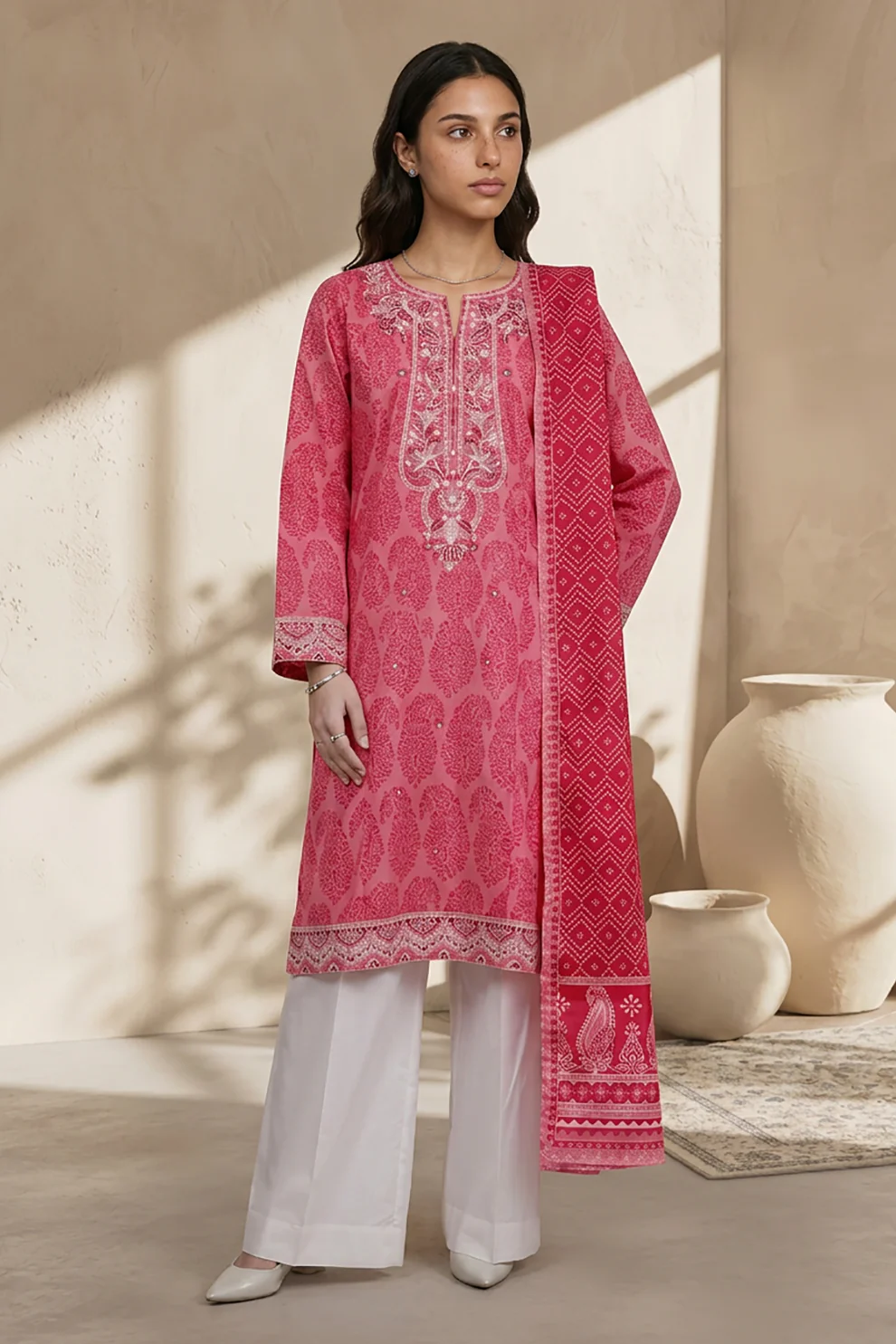 Women Stitched 3 Piece Embroidered Suit – WST-001