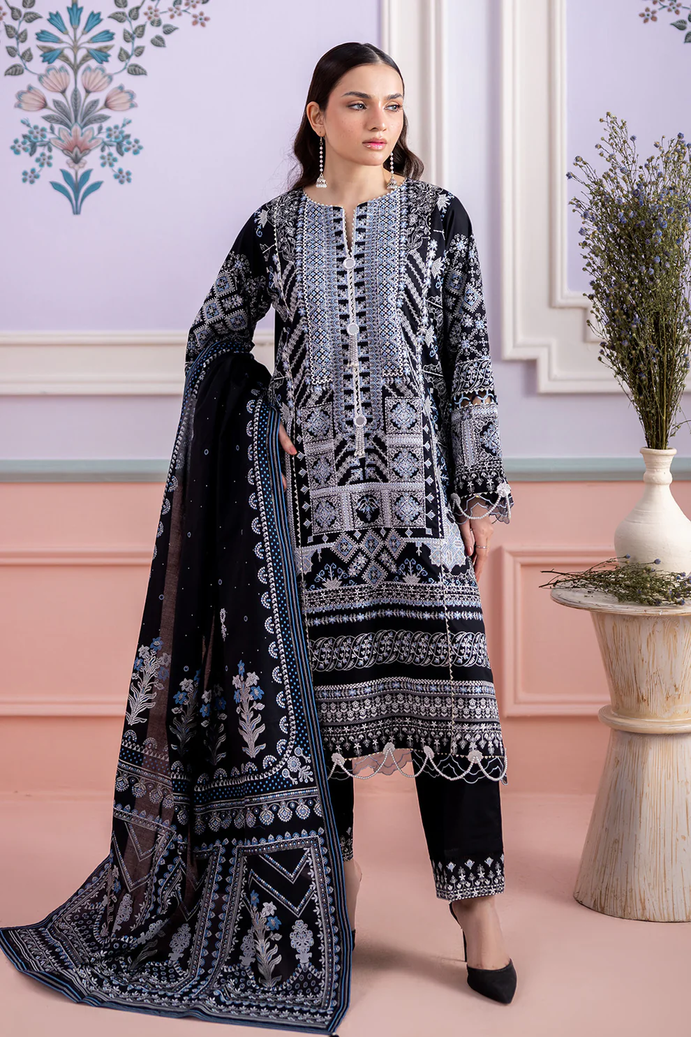 Women Unstitched 3 Piece Embroidered Suit WES-007