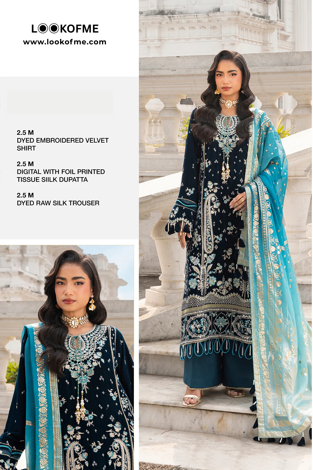 Women Unstitched 3 Piece Luxury Embroidered Suit – LUX-004
