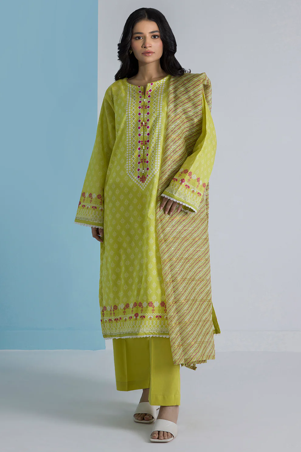 Women Stitched 3 Piece Embroidered Suit – WST-008