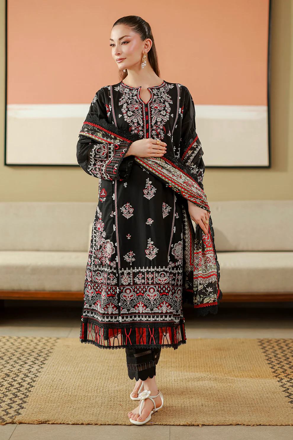 Women Unstitched 3 Piece Embroidered Suit WES-005