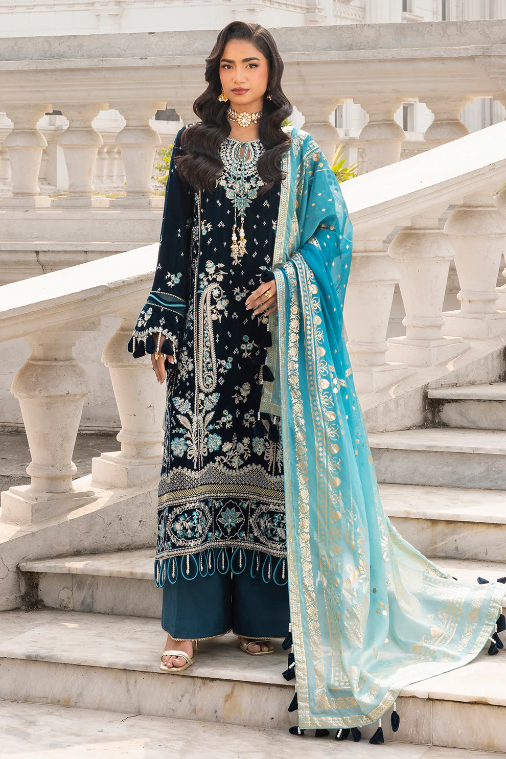 Women Unstitched 3 Piece Luxury Embroidered Suit – LUX-004