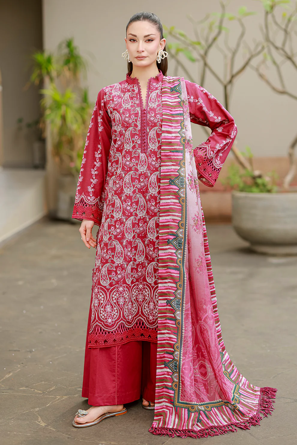 Women Unstitched 3 Piece Embroidered Suit WES-004