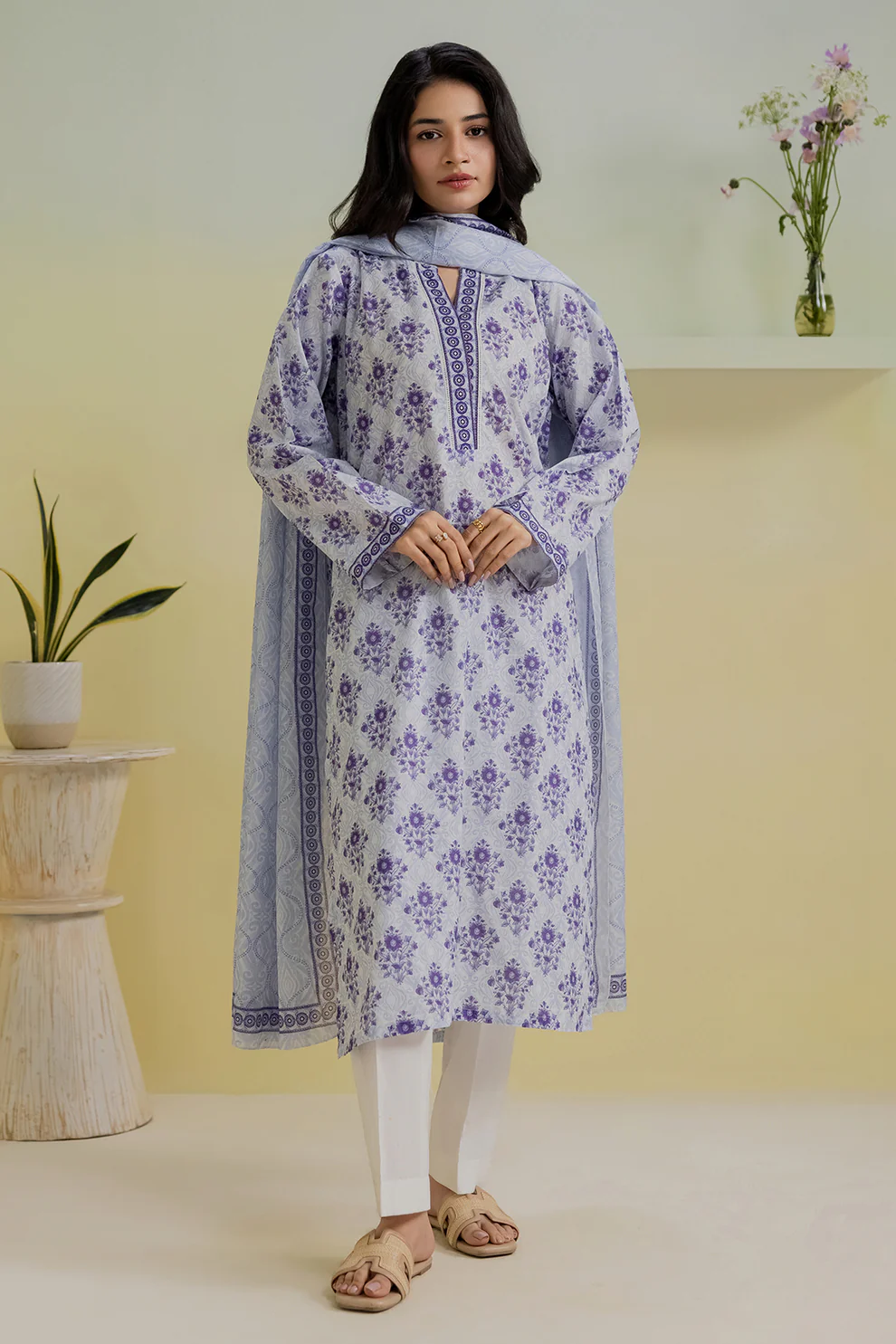 Women Stitched 3 Piece Embroidered Suit – WST-017