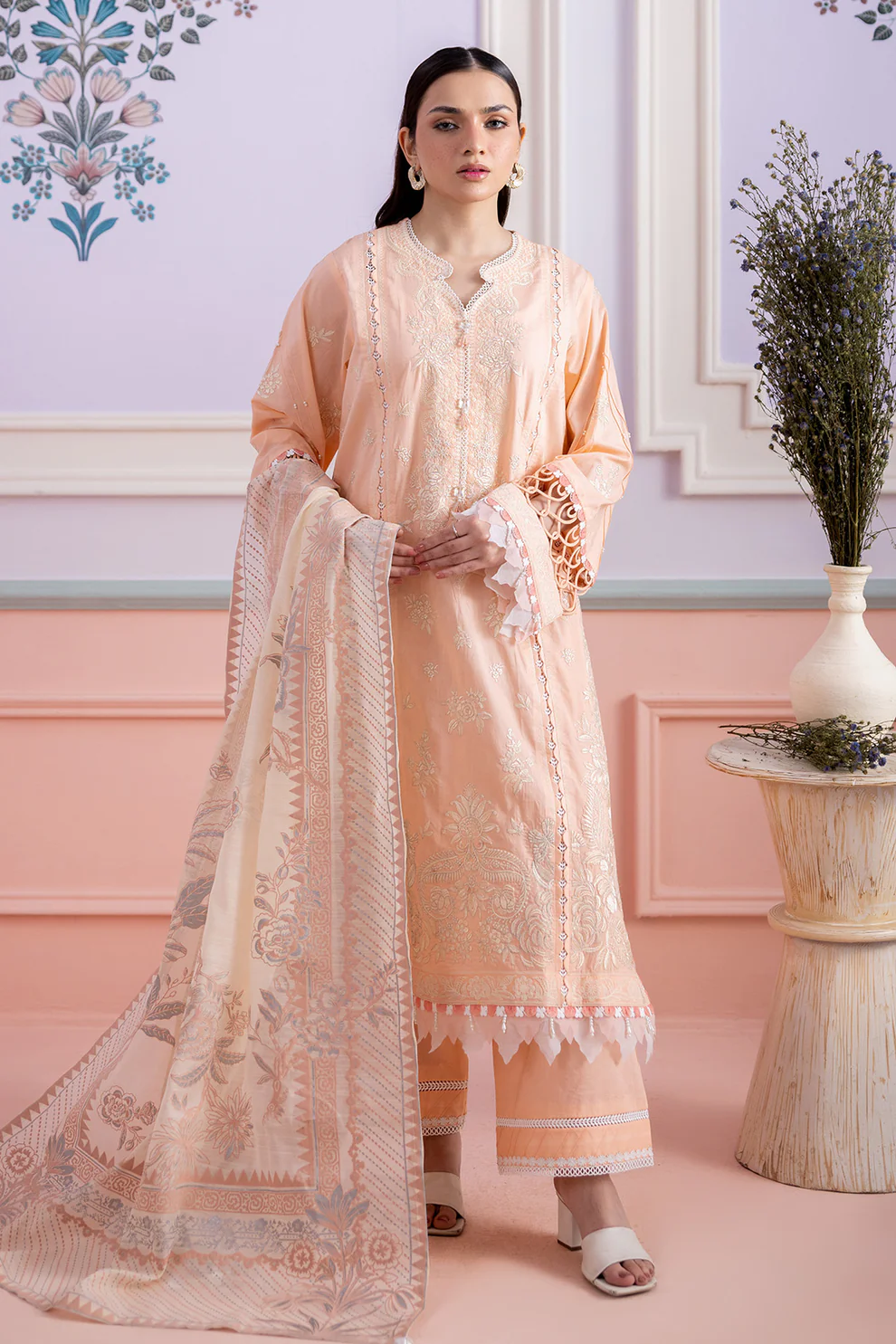Women Unstitched 3 Piece Embroidered Suit WES-006