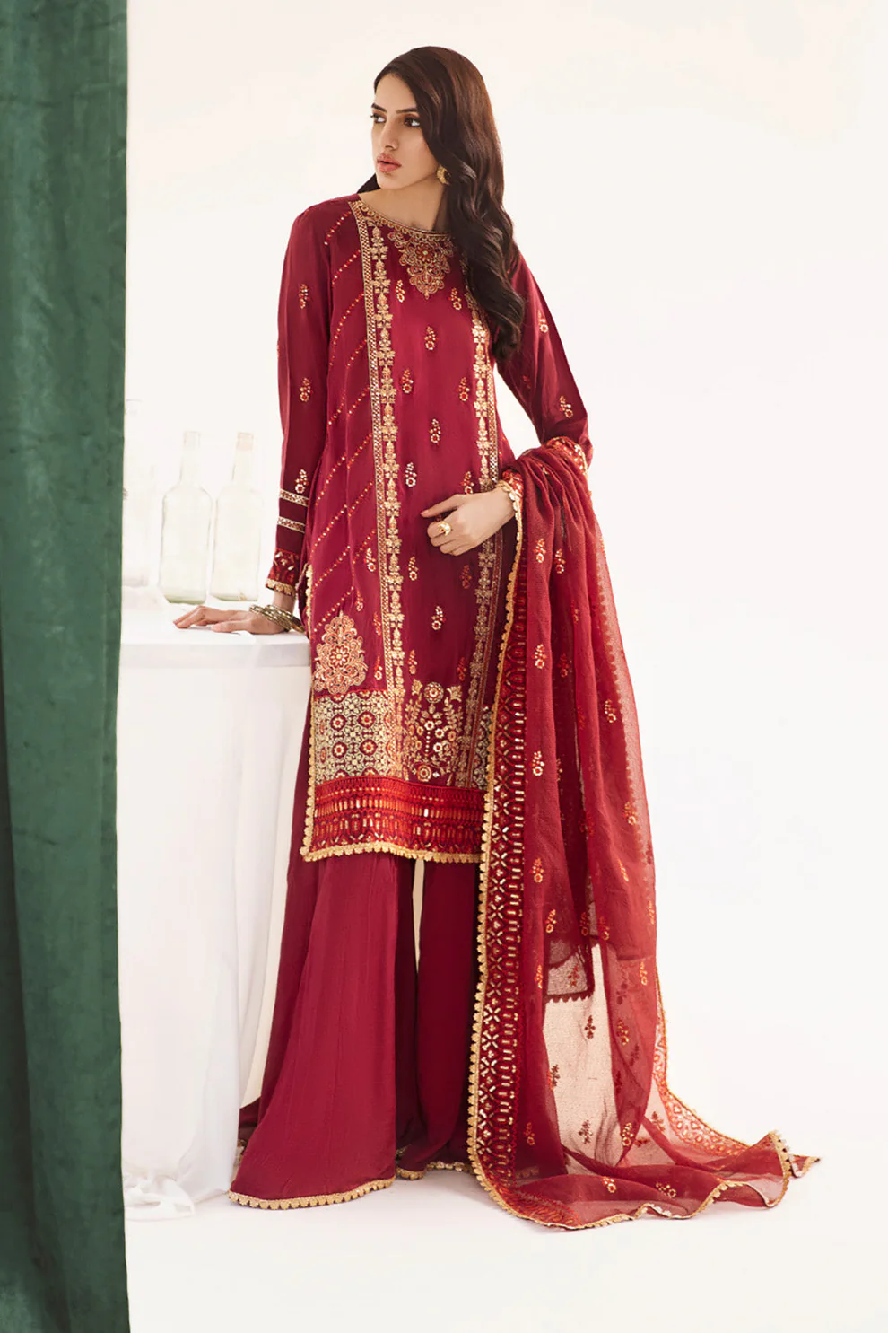 Women Unstitched 3 Piece Luxury Embroidered Suit – LUX-003
