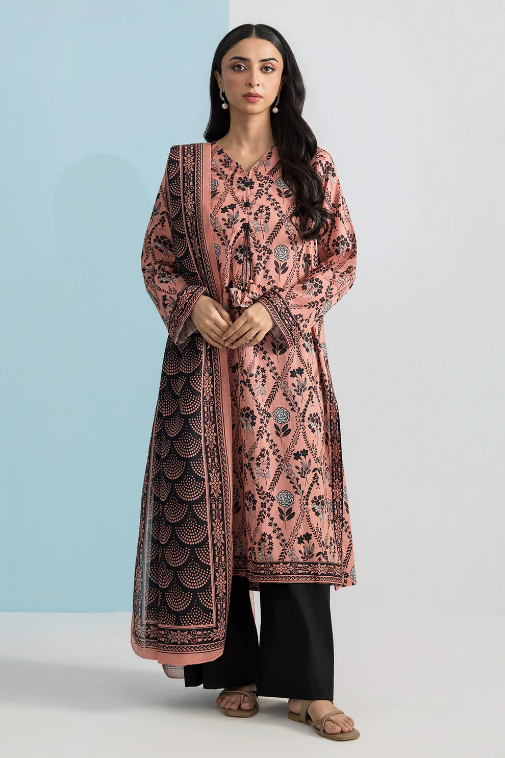 Women Stitched 3 Piece Embroidered Suit – WST-020