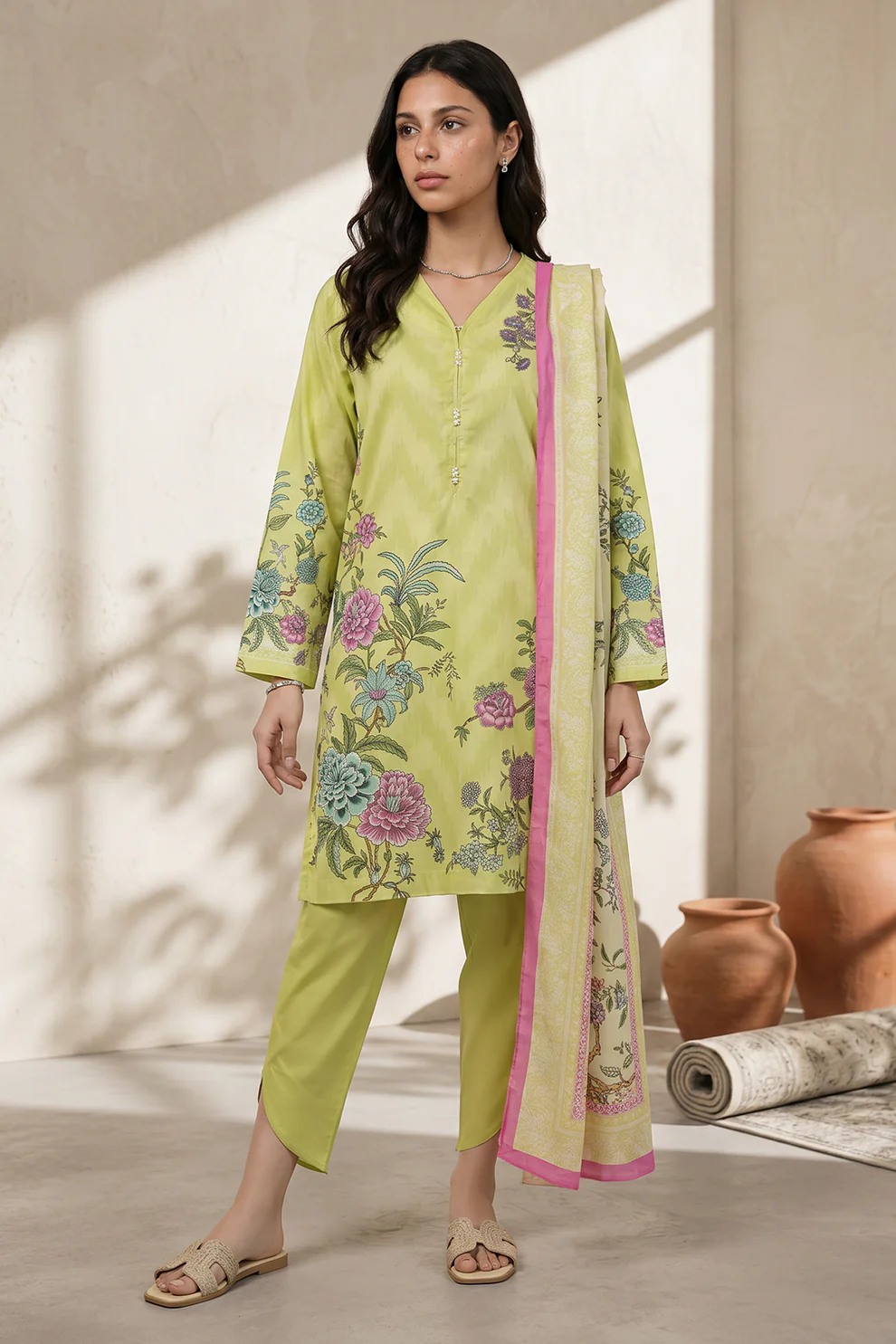 Women Stitched 3 Piece Embroidered Suit – WST-005