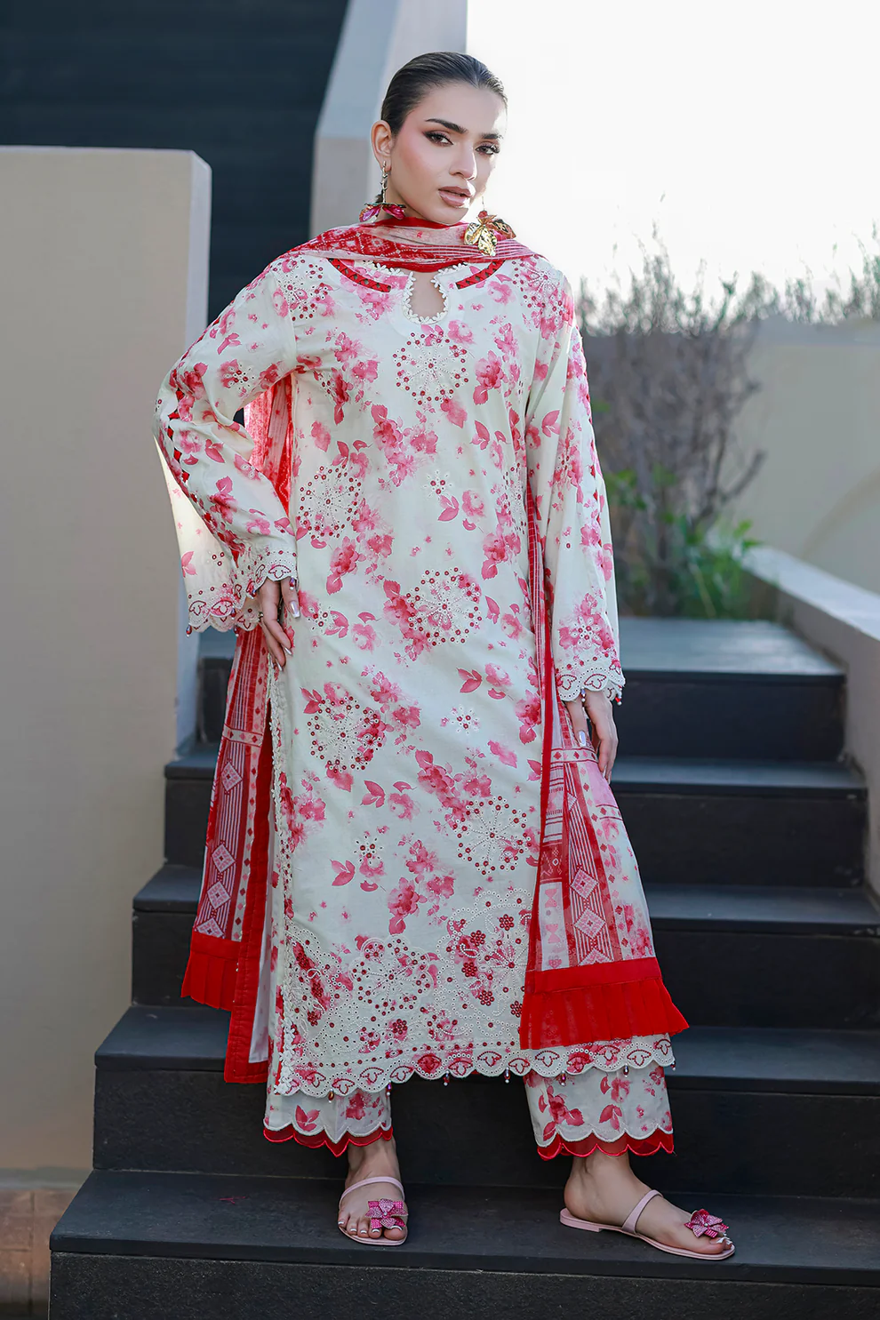Women Unstitched 3 Piece Embroidered Suit WES-002