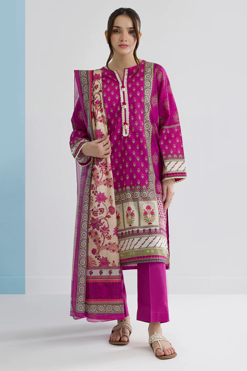 Women Stitched 3 Piece Embroidered Suit WST-007