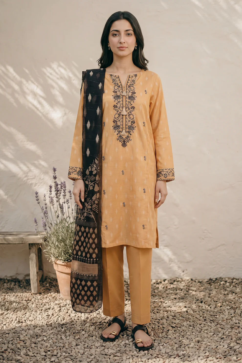 Women Stitched 3 Piece Embroidered Suit – WST-002